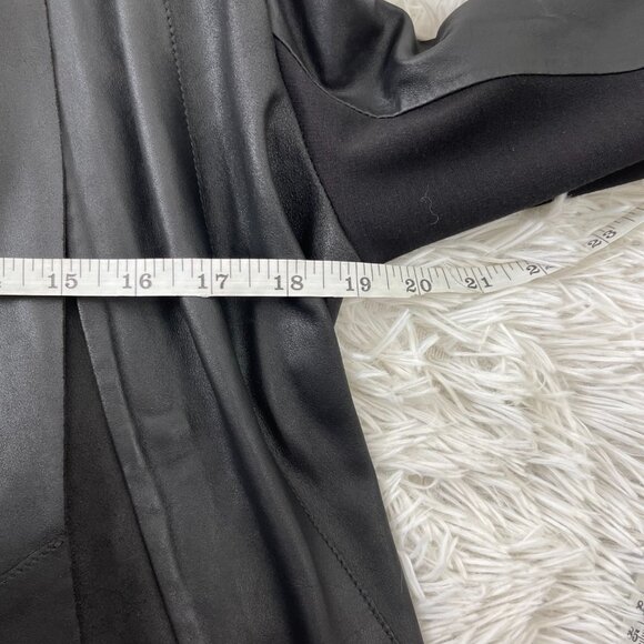 Bod & Christensen Women's Black Draped Collar Leather Snap Sleeve Jacket Size M - Picture 12 of 14
